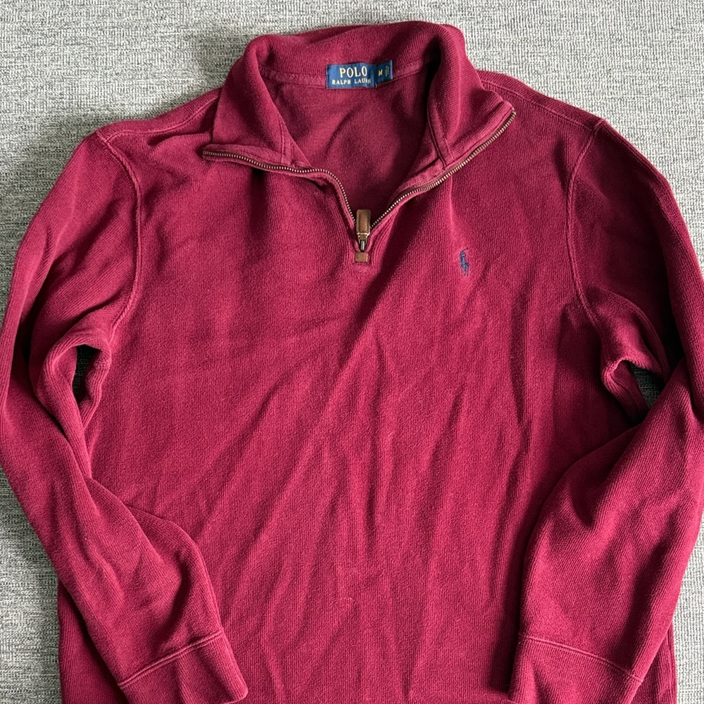 Polo by Ralph Lauren Men's Maroon Zip-Up Sweater